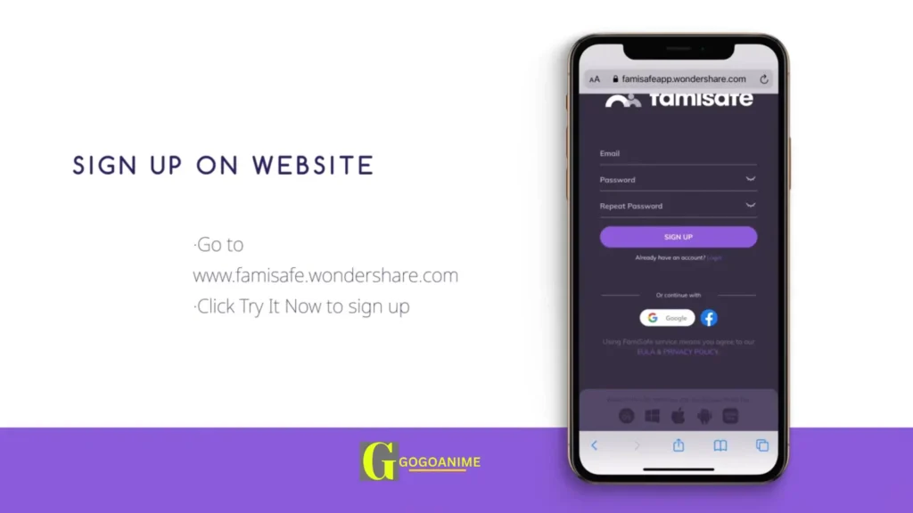 Wondershare FamiSafe Registeration for Gogoanime